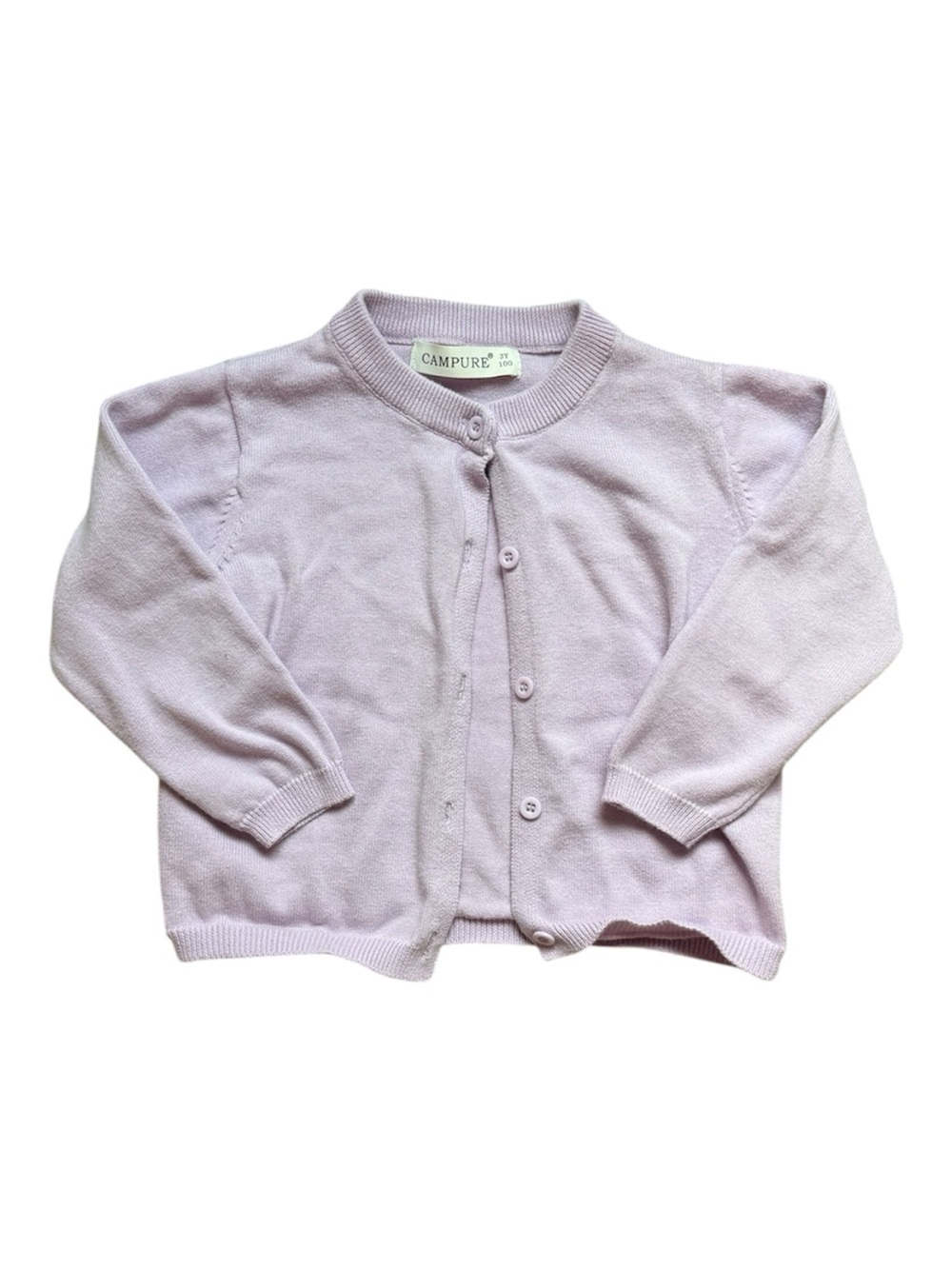 Campure Kids Toddler Girl Cotton Button Cardigan in Light Lavender Lilac 3T